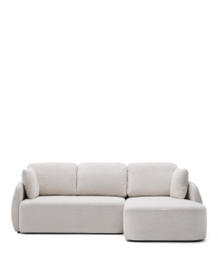 Canapea cu colt extensibila ecru din textil pentru 3 persoane Laira Right Kave Home