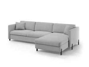 Canapea cu colt extensibila gri deschis din textil pentru 4 persoane Gloria Right Micadoni