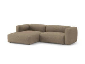 Canapea cu colt extensibila maro cappuccino din textil pentru 4 persoane Martina Boucle Left Micadoni