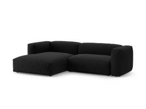 Canapea cu colt extensibila neagra din textil pentru 4 persoane Martina Left Micadoni