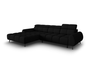 Canapea cu colt extensibila neagra din textil pentru 5 persoane Alyse Left Micadoni