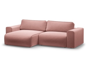 Canapea cu colt extensibila roz din catifea pentru 3 persoane Victor Left Micadoni