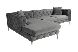 Canapea cu colt gri antracit din textil 270 cm Como Left The Home Collection