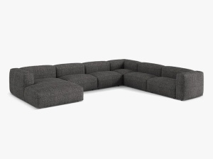 Canapea cu colt gri antracit din textil pentru 6 persoane Martina Boucle Right Micadoni