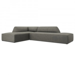 Canapea cu colt gri deschis din textil pentru 4 persoane Ruby Corduroy M Left Micadoni