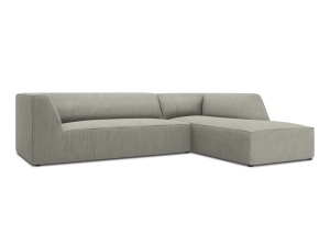Canapea cu colt gri deschis din textil pentru 4 persoane Ruby Scala Corduroy Right Micadoni