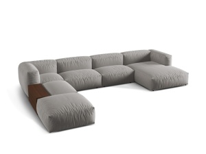 Canapea cu colt gri deschis din textil pentru 5 persoane Martina Left Micadoni