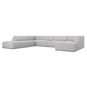Canapea cu colt gri deschis din textil pentru 7 persoane Ruby Left Micadoni