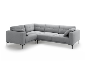 Canapea cu colt gri din catifea pentru 4 persoane Bemy Left Velvet Micadoni
