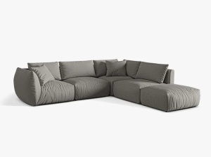 Canapea cu colt gri din textil pentru 4 persoane Chris Right Micadoni