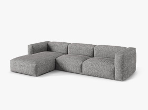 Canapea cu colt gri grafit din textil pentru 3 persoane Martina Left Boucle Micadoni