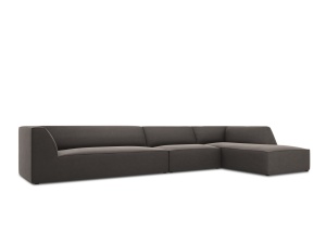 Canapea cu colt gri inchis din catifea pentru 5 persoane Ruby Right Micadoni