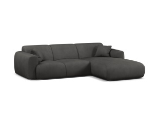 Canapea cu colt gri inchis din textil pentru 4 persoane Molino Chenile Right Micadoni