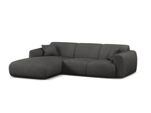 Canapea cu colt gri inchis din textil pentru 4 persoane Molino Chenille Left Micadoni