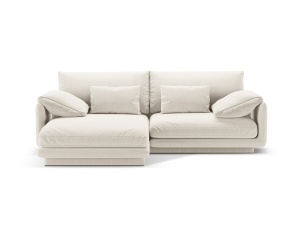 Canapea cu colt ivorie din textil pentru 3 persoane Torino Left Micadoni