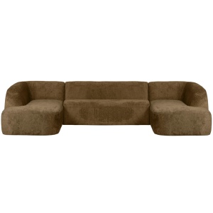 Canapea cu colt maro alama din catifea 339 cm Sloping Woood