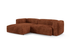Canapea cu colt maro caramiziu din textil pentru 2 persoane Martina Tilia Corduroy XL Left Micadoni (