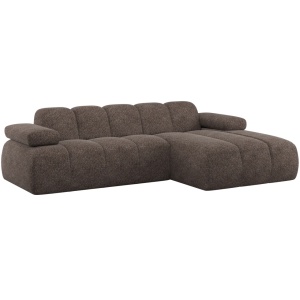 Canapea cu colt maro din textil 284 cm Mojo Woolly Right Woood