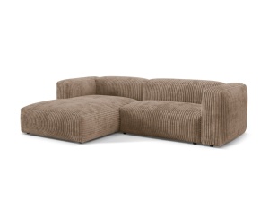 Canapea cu colt maro din textil pentru 2 persoane Martina Tilia Corduroy Left Micadoni