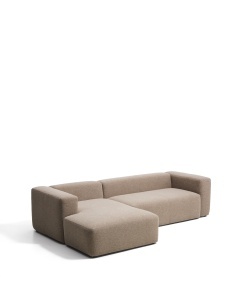 Canapea cu colt maro din textil pentru 3 persoane Blok Left Chenille Kave Home