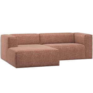 Canapea cu colt maro teracota din textil 254 cm Bean Melange Left Woood