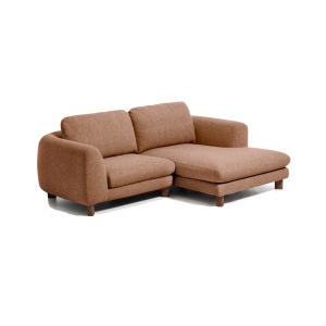 Canapea cu colt maro teracota din textil pentru 3 persoane Vera Right Lounge Kave Home