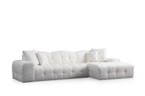 Canapea cu colt modulara alba din textil 316 cm Pescara Right The Home Collection