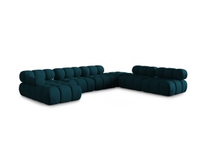 Canapea cu colt modulara albastru navy din textil pentru 7 persoane Bellis Right 3D Micadoni
