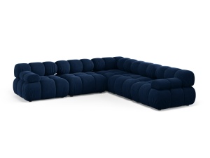 Canapea cu colt modulara albastru royal din catifea pentru 5 persoane Bellis Bluvel Symmetrical Micadoni
