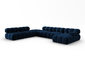 Canapea cu colt modulara albastru royal din catifea pentru 7 persoane Bellis Panoramic Left Micadoni