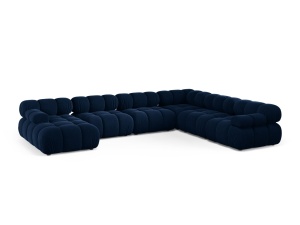 Canapea cu colt modulara albastru royal din catifea pentru 8 persoane Bellis Panoramic Right Micadoni