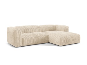 Canapea cu colt modulara bej deschis din textil pentru 2 persoane Martina Corduroy Right Micadoni