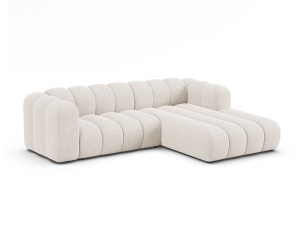 Canapea cu colt modulara bej deschis din textil pentru 4 persoane Lupine Chenille M Right Micadoni