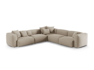Canapea cu colt modulara bej deschis din textil pentru 5 persoane Martina XL Micadoni