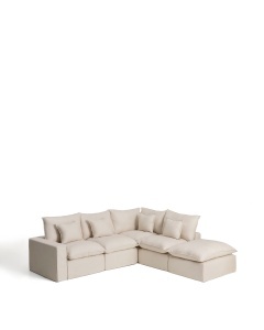 Canapea cu colt modulara bej din textil pentru 4 persoane Anarela 307 Right Kave Home
