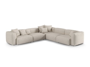 Canapea cu colt modulara bej din textil pentru 5 persoane Martina Boucle XL Micadoni