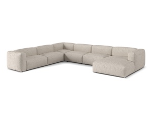 Canapea cu colt modulara bej din textil pentru 6 persoane Martina Boucle Left XL Micadoni