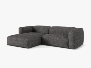 Canapea cu colt modulara gri antracit din textil pentru 2 persoane Martina Boucle Left Micadoni