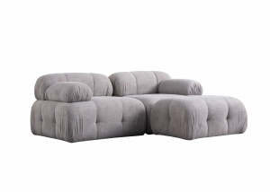 Canapea cu colt modulara gri deschis din textil 190 cm Petite The Home Collection