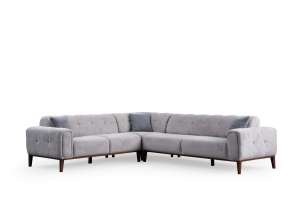 Canapea cu colt modulara gri deschis din textil 300 cm Athena The Home Collection
