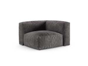 Canapea cu colt modulara gri din catifea pentru 1 persoana Martina XL Micadoni