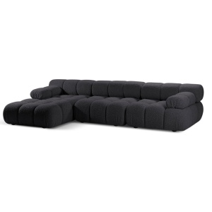 Canapea cu colt modulara gri grafit din textil pentru 4 persoane Bellis Boucle Left Micadoni