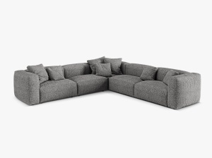 Canapea cu colt modulara gri grafit din textil pentru 5 persoane Martina Boucle Micadoni