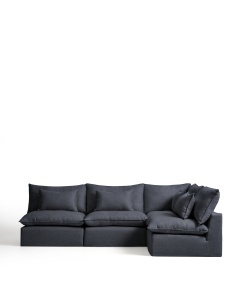 Canapea cu colt modulara gri inchis din textil pentru 6 persoane Anarela 327 Right Kave Home