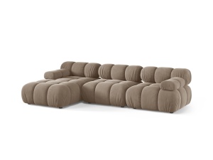 Canapea cu colt modulara maro cappuccino din catifea pentru 4 persoane Bellis 155 Left Micadoni