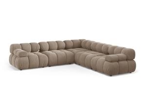 Canapea cu colt modulara maro cappuccino din catifea pentru 5 persoane Bellis Bluvel Symmetrical Micadoni