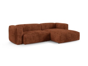Canapea cu colt modulara maro caramiziu din textil pentru 2 persoane Martina Corduroy XL Right Micadoni
