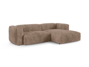 Canapea cu colt modulara maro din textil pentru 2 persoane Martina Corduroy XL Right Micadoni