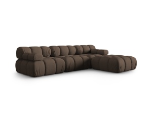 Canapea cu colt modulara maro din textil pentru 4 persoane Bellis Right 3D Micadoni