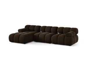 Canapea cu colt modulara maro inchis din catifea pentru 4 persoane Bellis 155 Left Micadoni